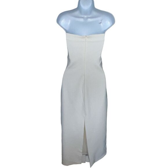 ZARA Elegant Strapless Off White Midi Dress Slightly Wrap style Size M. - Picture 5 of 7